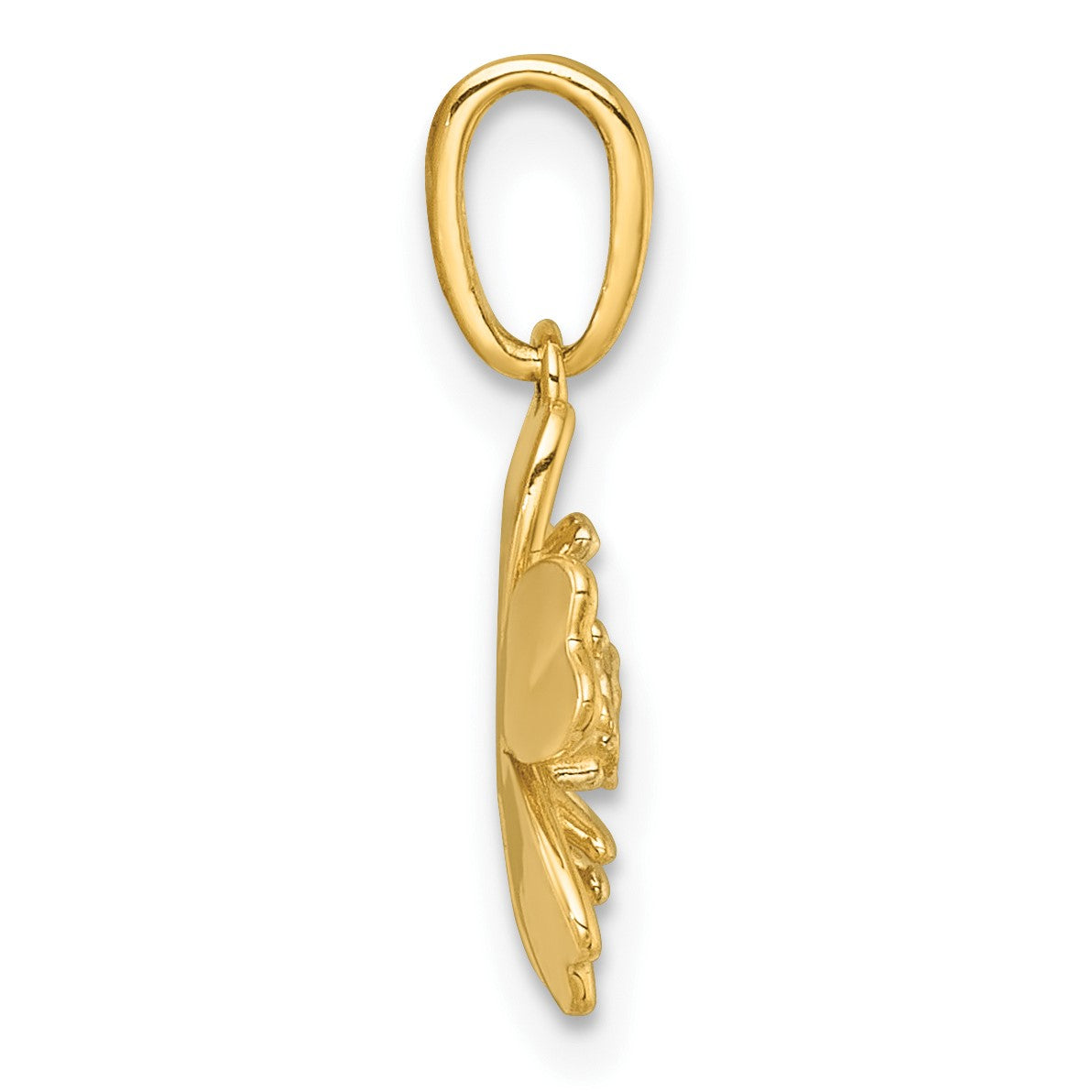 14k with White Rhodium Polished Blooming Flower Charm