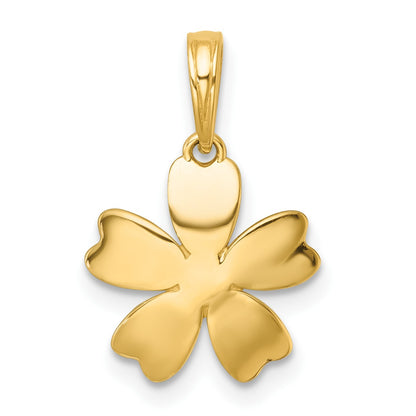 14k with White Rhodium Polished Blooming Flower Charm