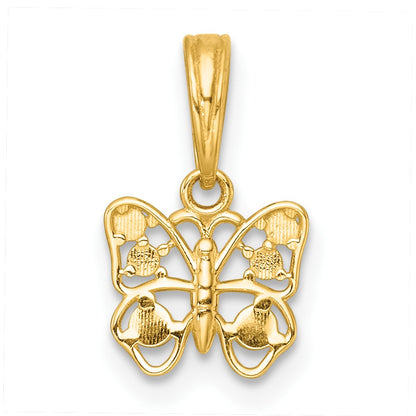 14k with White Rhodium Polished Butterfly Charm