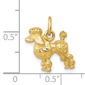 14k Solid 3-D Poodle Dog Charm