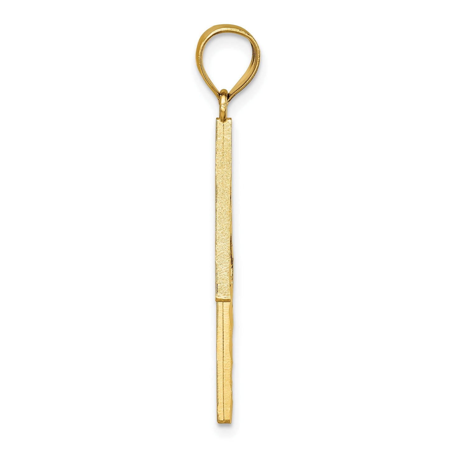14k Polished Diamond-cut Textured Lighting Bolt Pendant