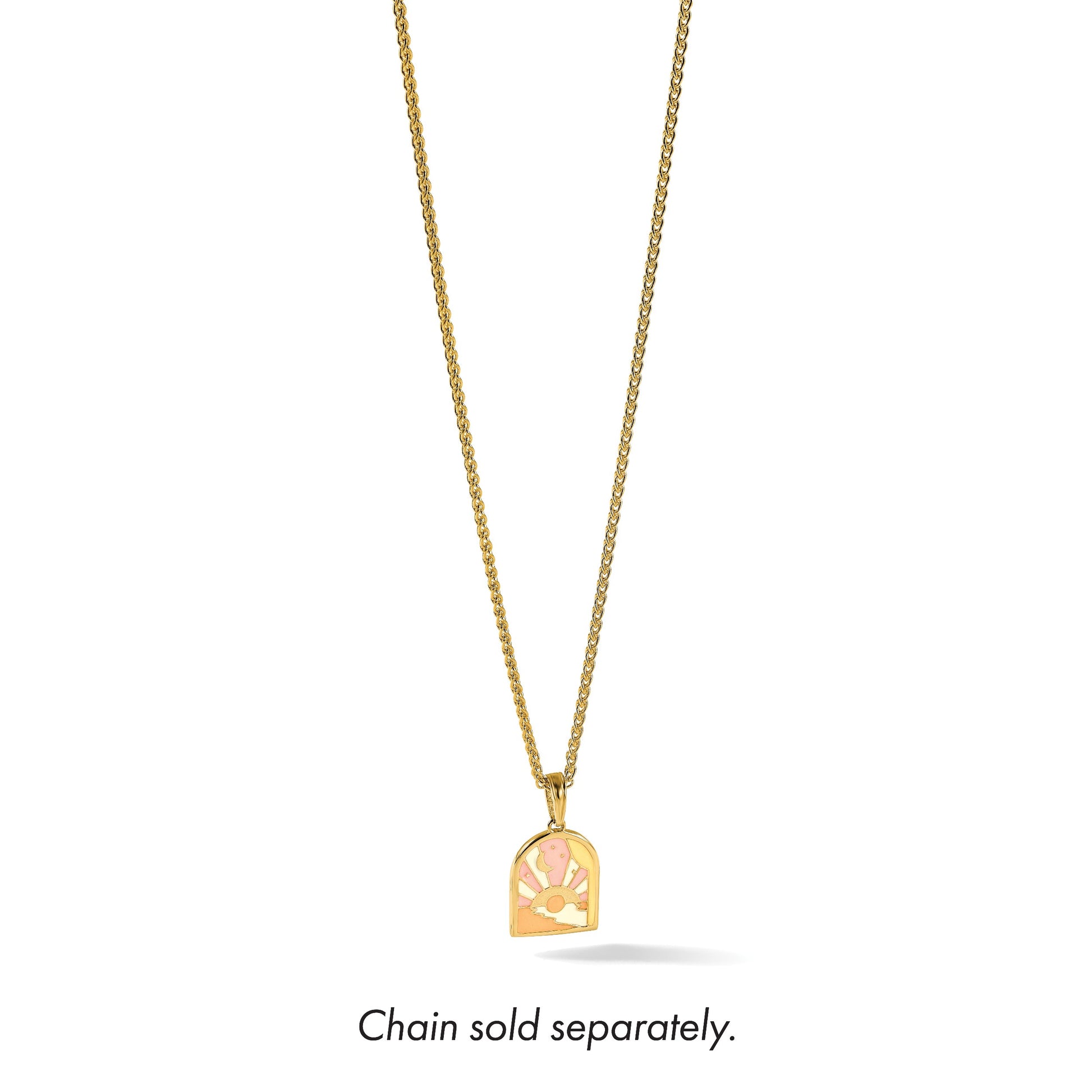 14k Polished Multi Color Enamel Sunset and Moon Charm