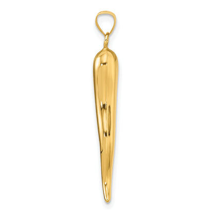 14k Polished Hollow 3-D Italian Horn Pendant