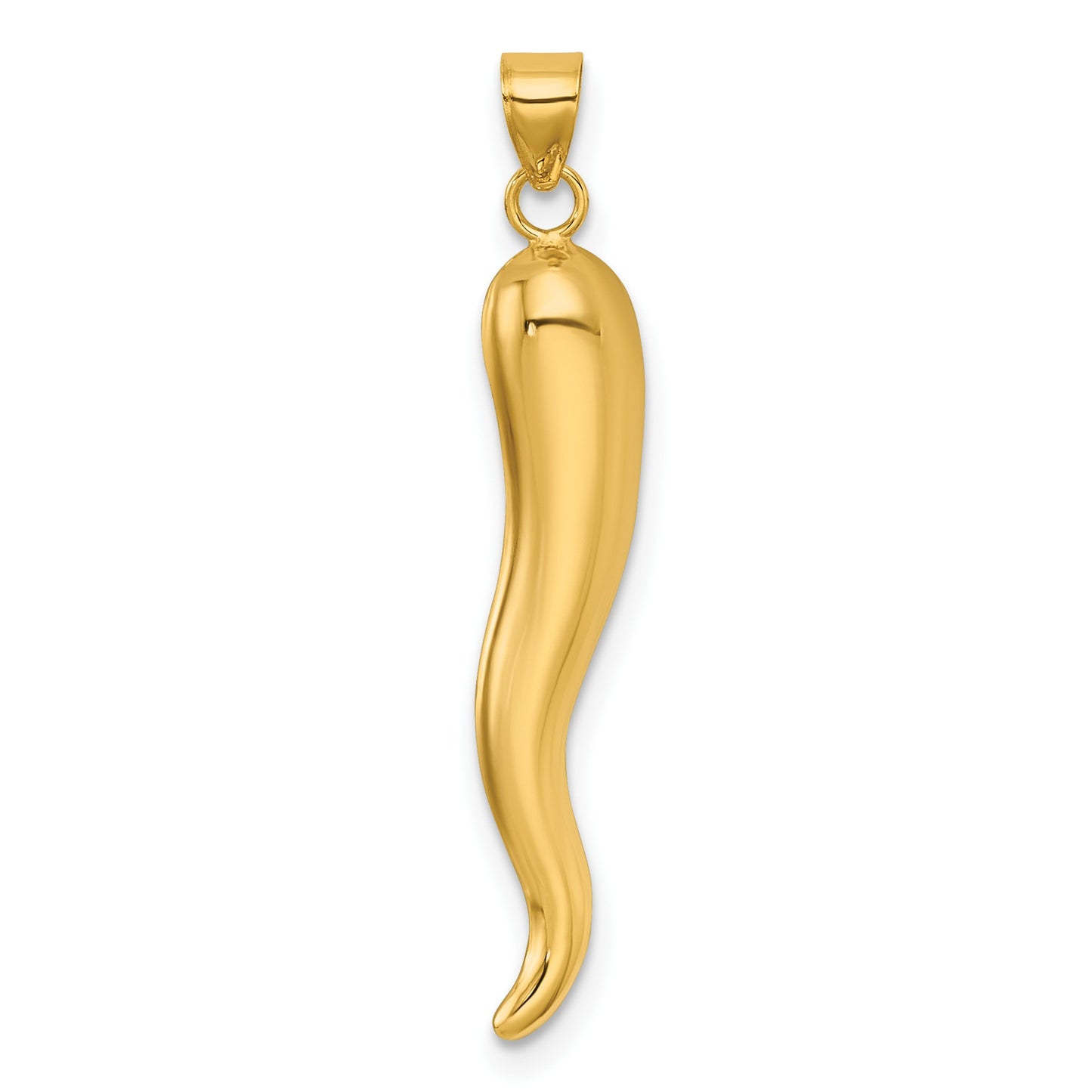 14k Polished Hollow 3-D Italian Horn Pendant