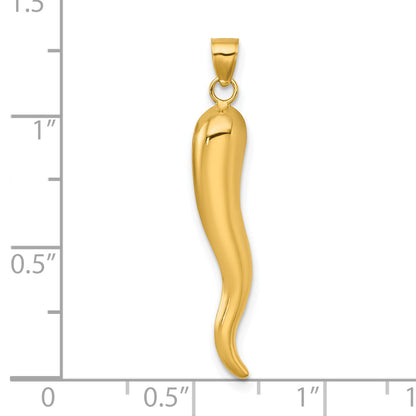 14k Polished Hollow 3-D Italian Horn Pendant