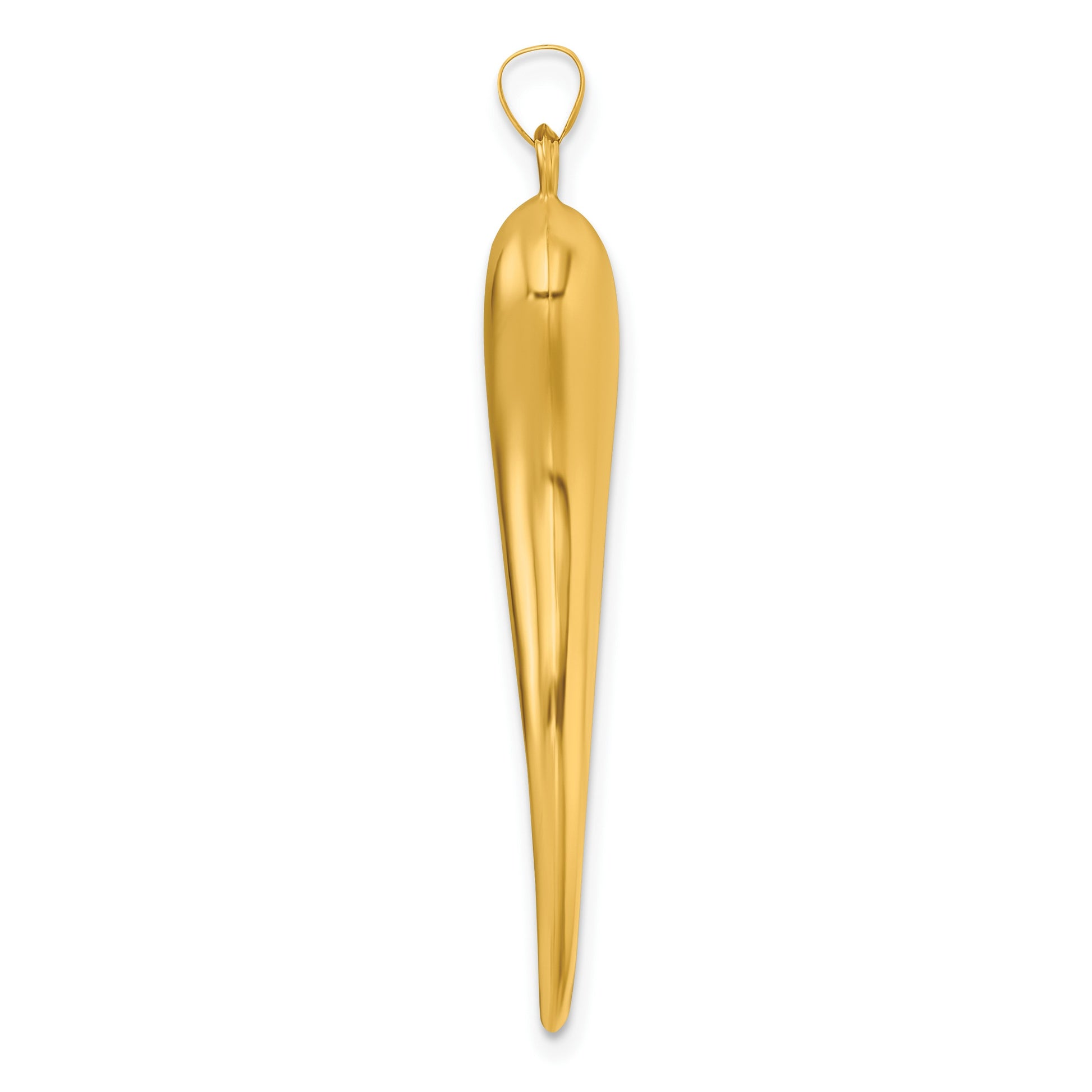 14k Polished Hollow 3-D Italian Horn Pendant