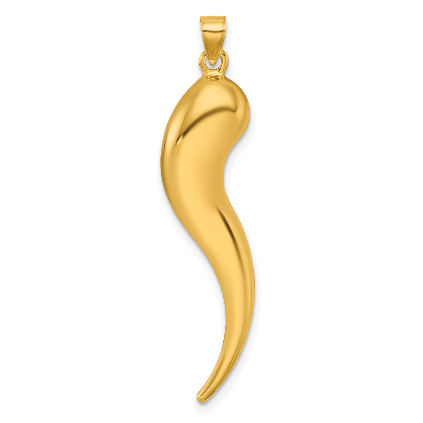 14k Polished Hollow 3-D Italian Horn Pendant