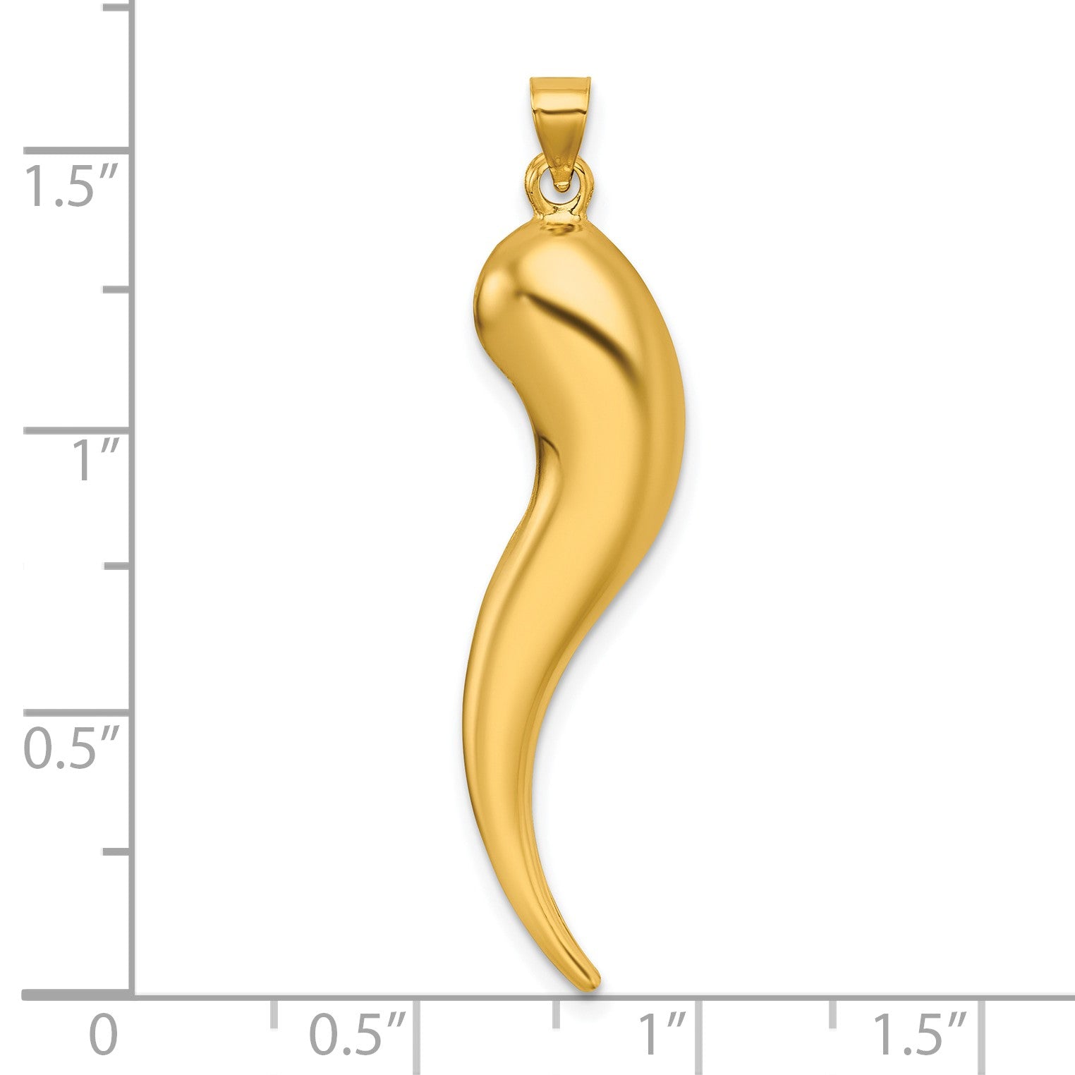 14k Polished Hollow 3-D Italian Horn Pendant