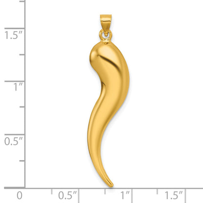 14k Polished Hollow 3-D Italian Horn Pendant