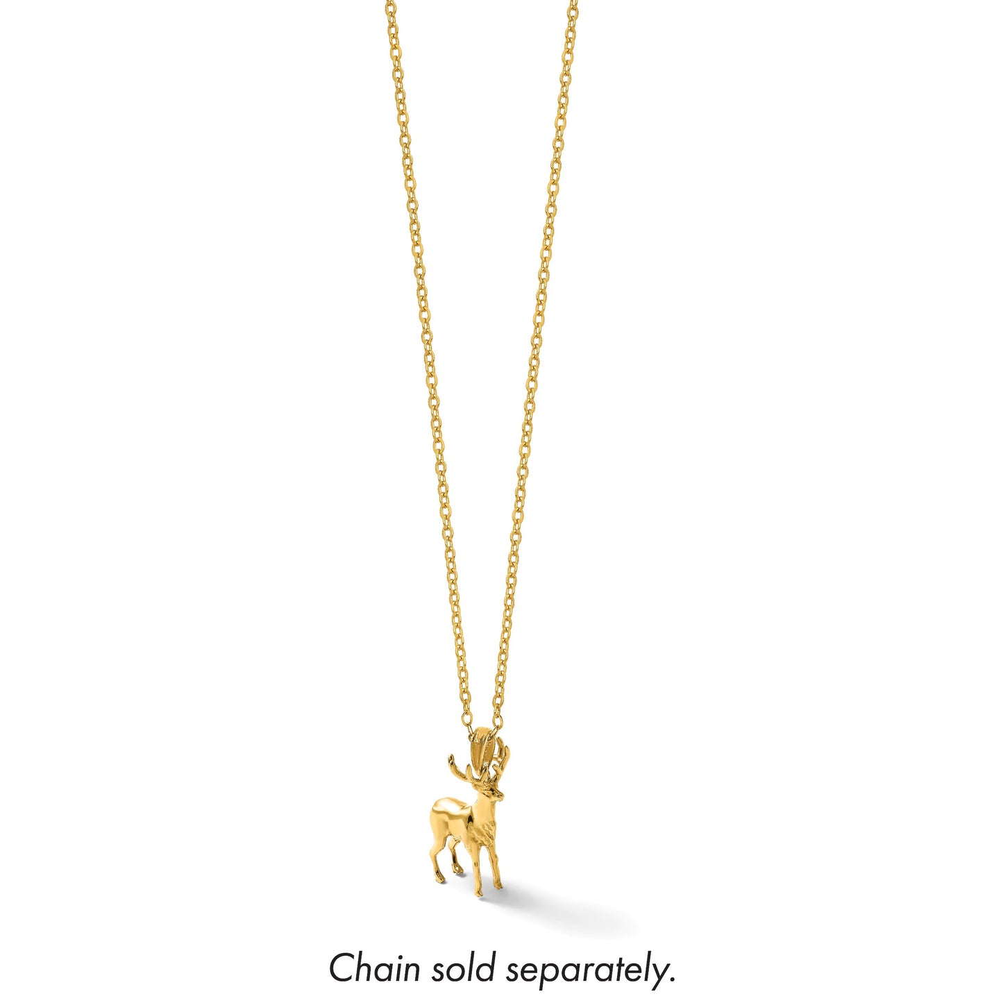 14k Polished 3-D Reindeer Charm