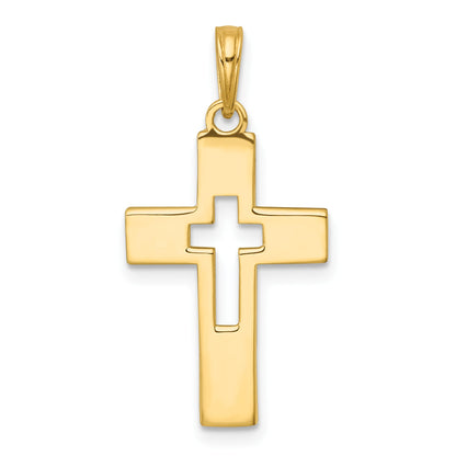 14K Polished Cut-Out Latin Cross Charm
