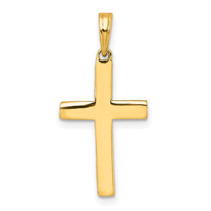 14K with White Rhodium Diamond-cut Latin Cross Pendant