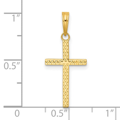 14k Polished Textured Cross Pendant