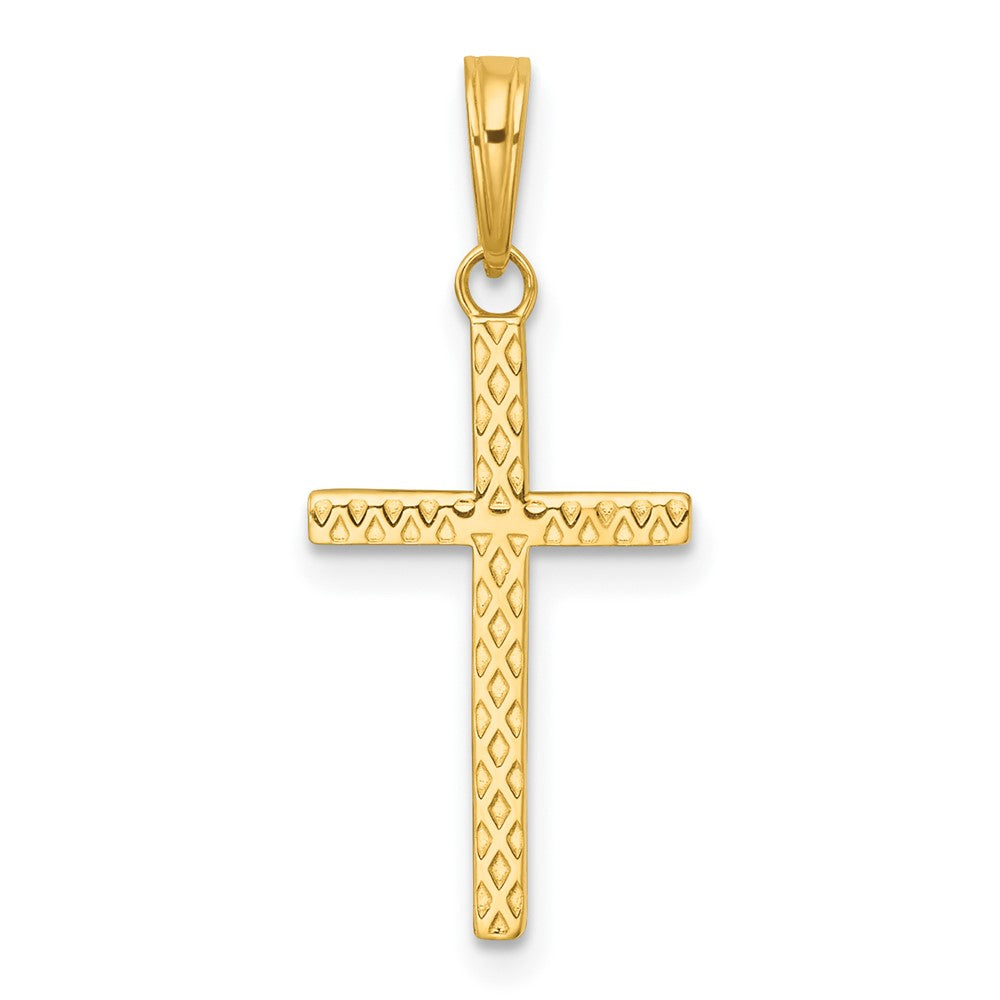 14k Polished Textured Cross Pendant