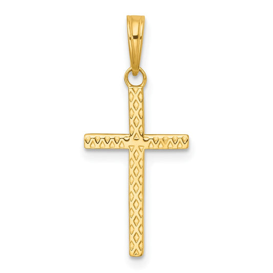 14k Polished Textured Cross Pendant