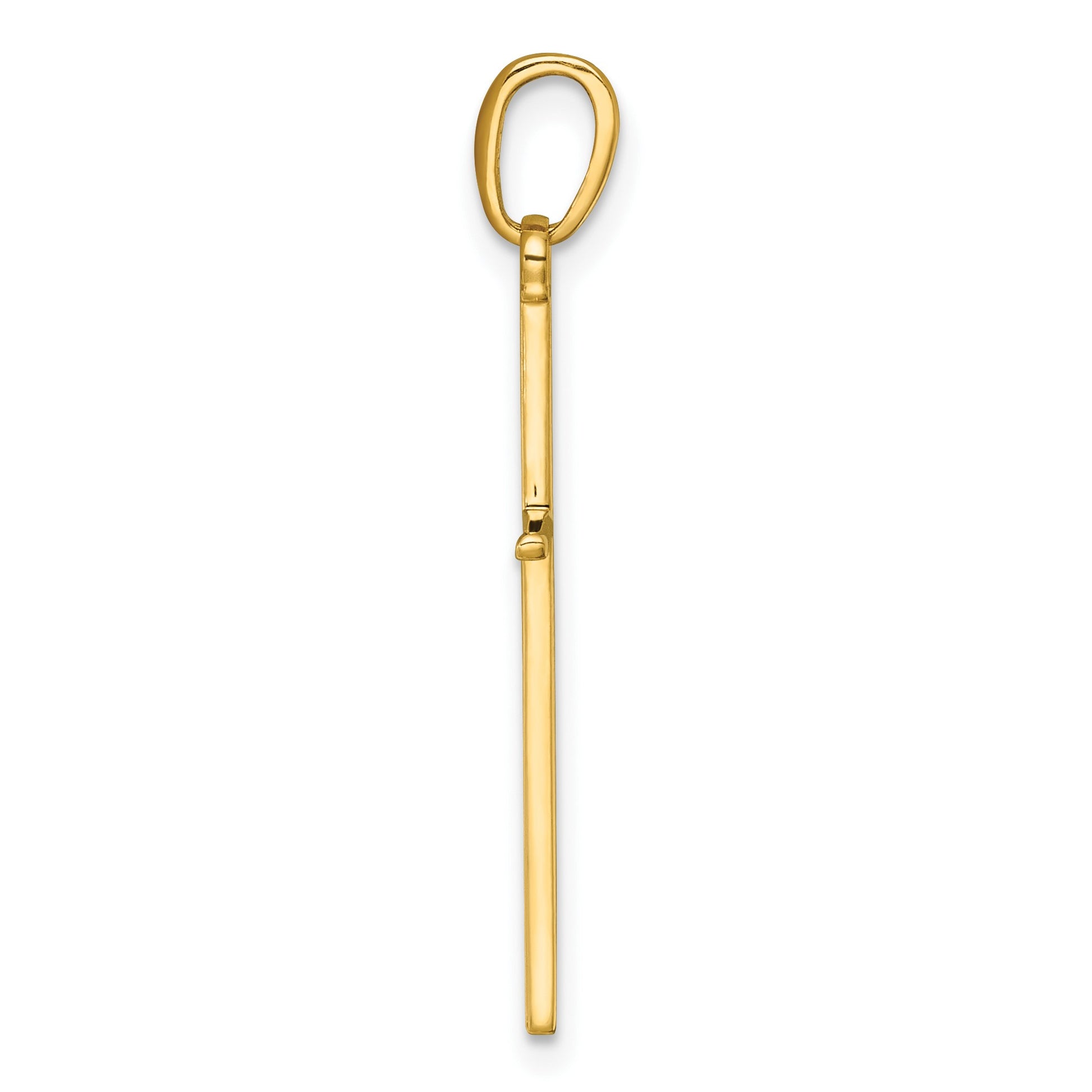 14K 3-D and Polished Stick Cross Pendant