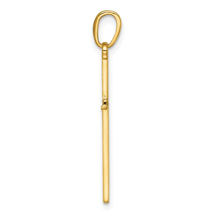 14K 3-D and Polished Stick Cross Pendant