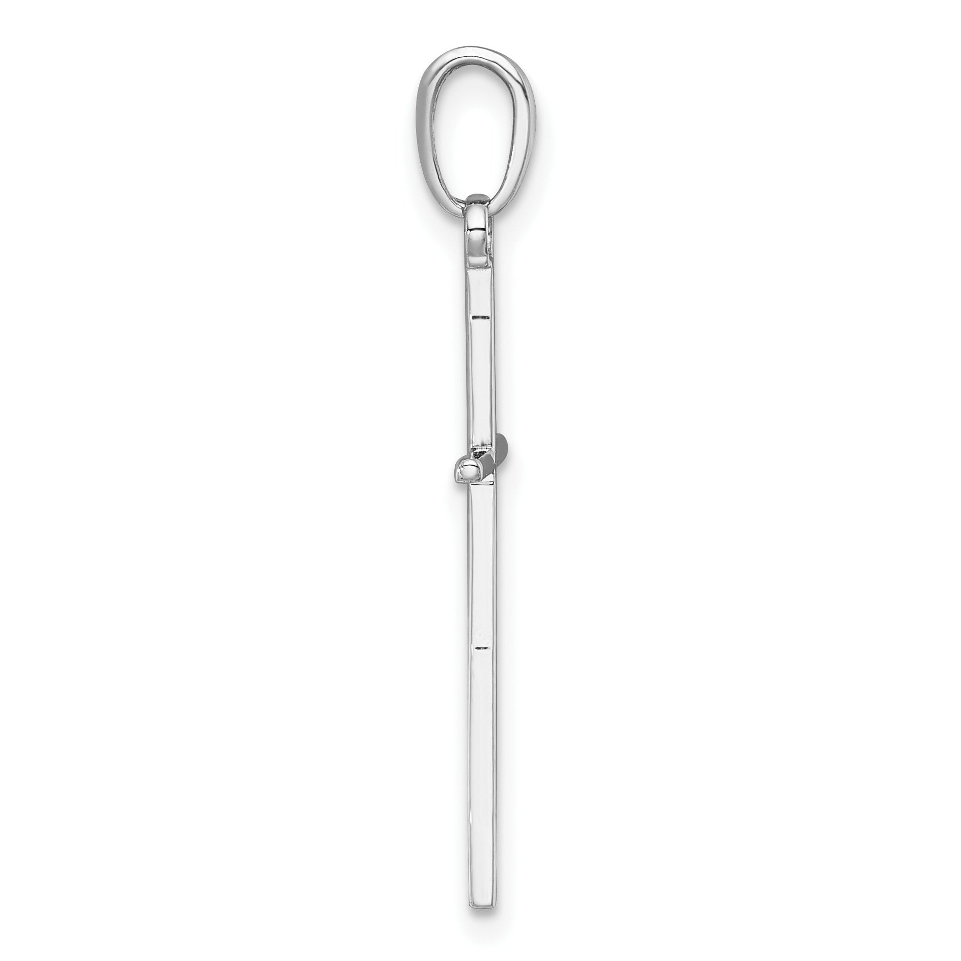 14K White Gold 3-D and Polished Stick Cross Pendant