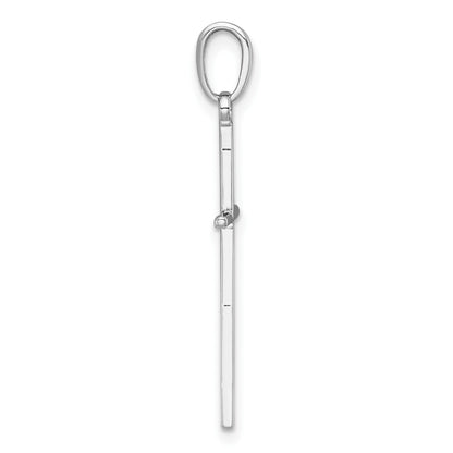 14K White Gold 3-D and Polished Stick Cross Pendant