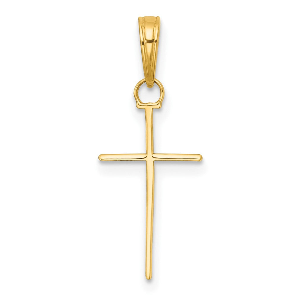 14K 3-D and Polished Stick Cross Charm