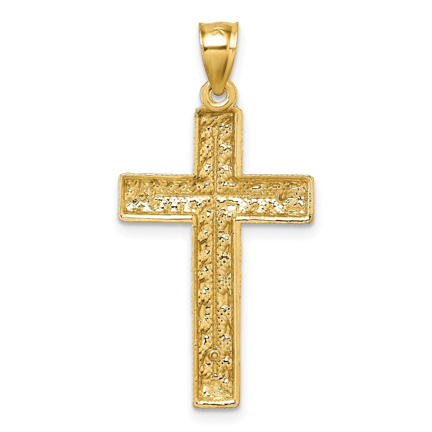 14k Polished Diamond-cut Textured Fancy Latin Cross Pendant