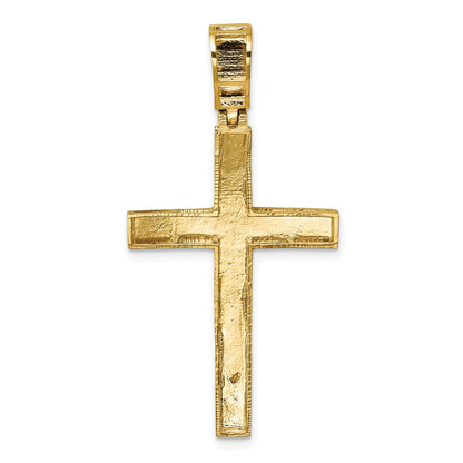 14k Polished Diamond-cut Fancy Cross Pendant