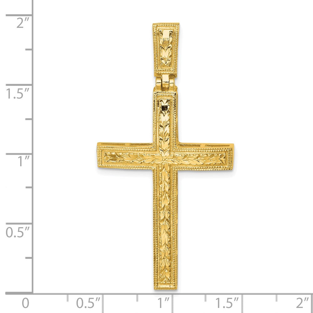 14k Polished Diamond-cut Fancy Cross Pendant