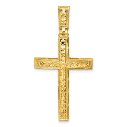 14k Polished Diamond-cut Fancy Cross Pendant