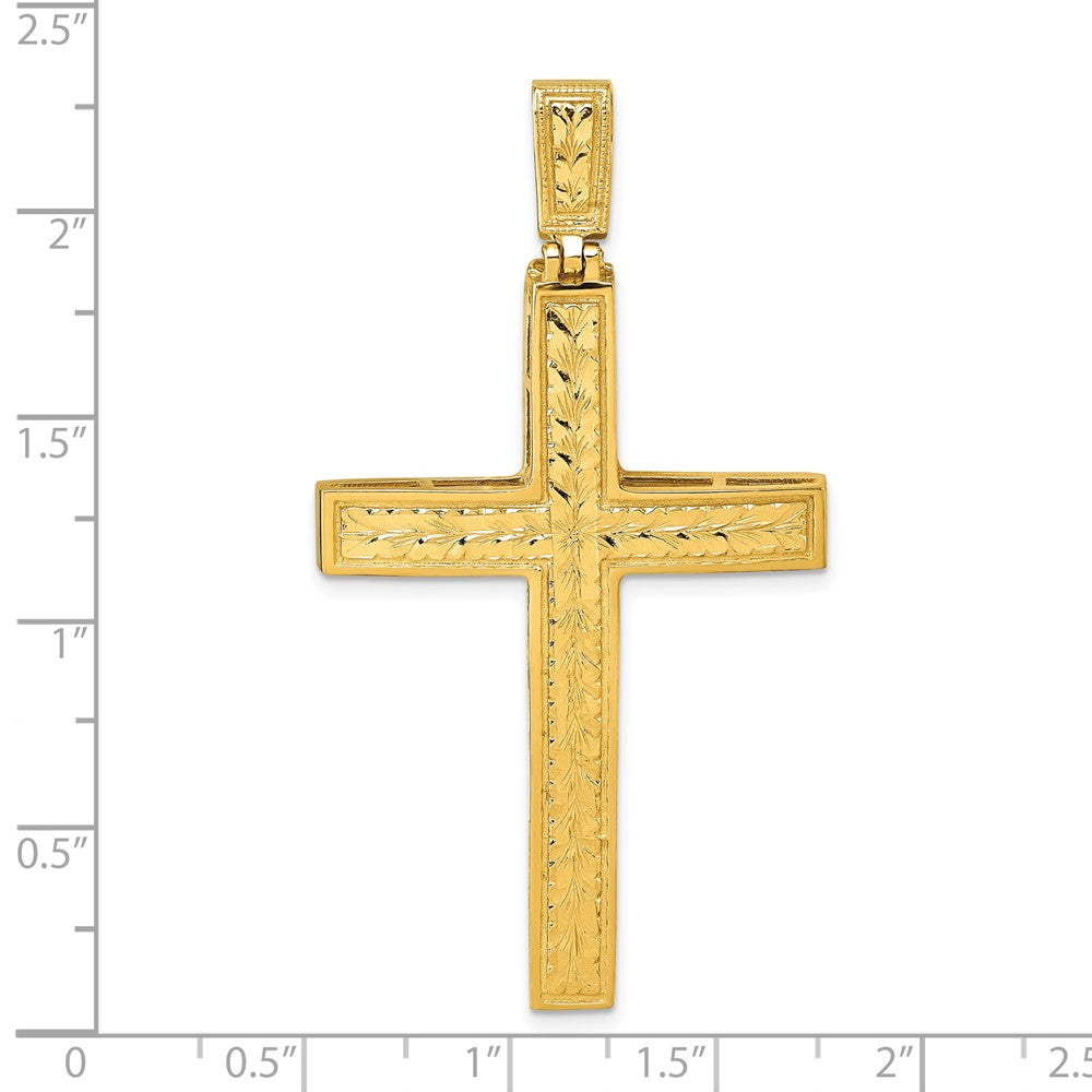 14k Polished Diamond-cut Fancy Cross Pendant