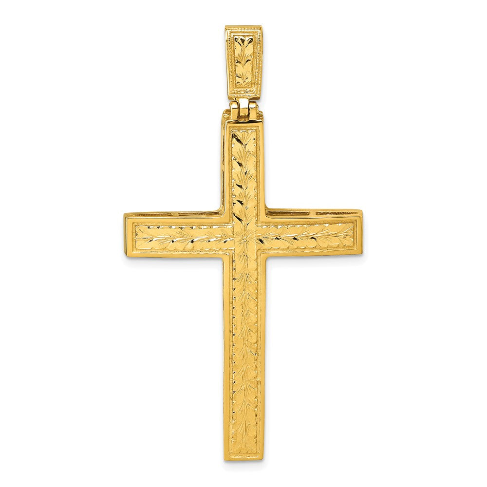 14k Polished Diamond-cut Fancy Cross Pendant