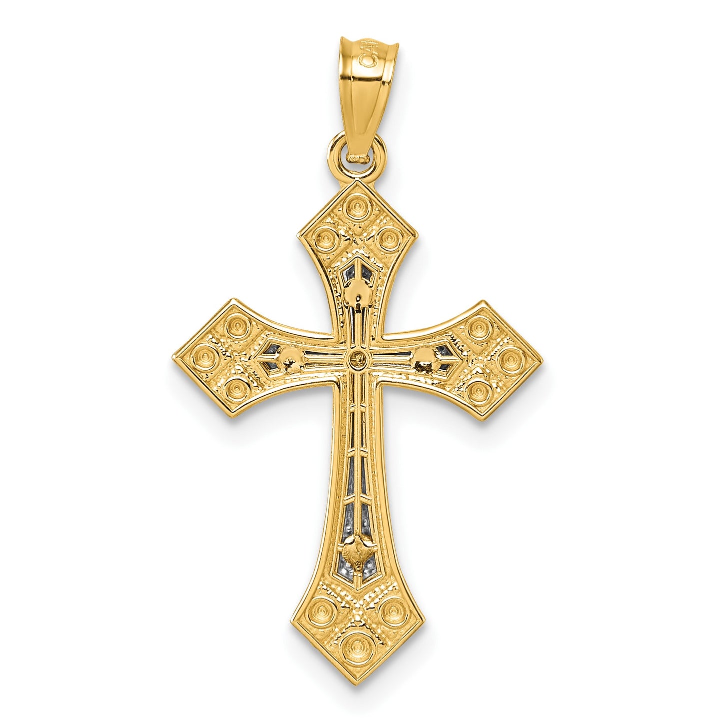 14k Two-tone Diamond-cut Polished Passion Cross Pendant