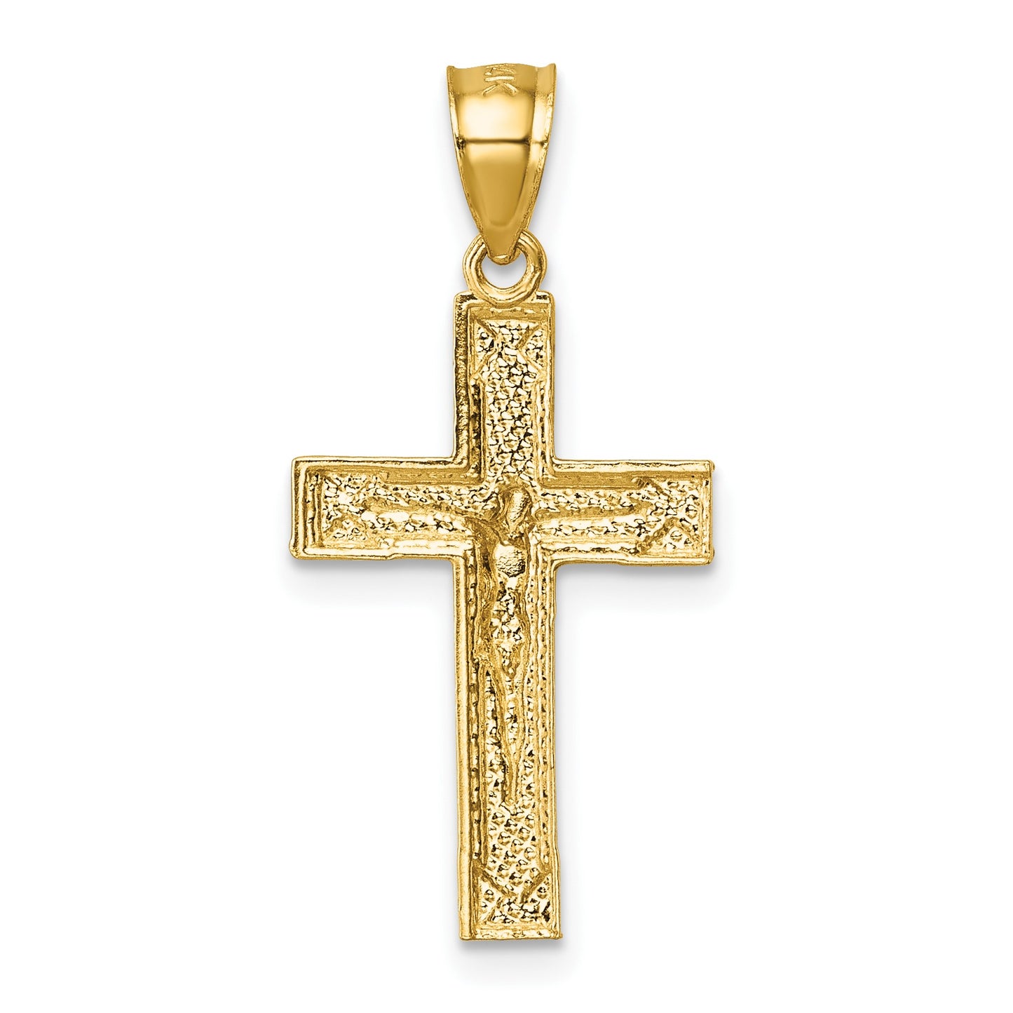 14k Polished Textured Crucifix Pendant