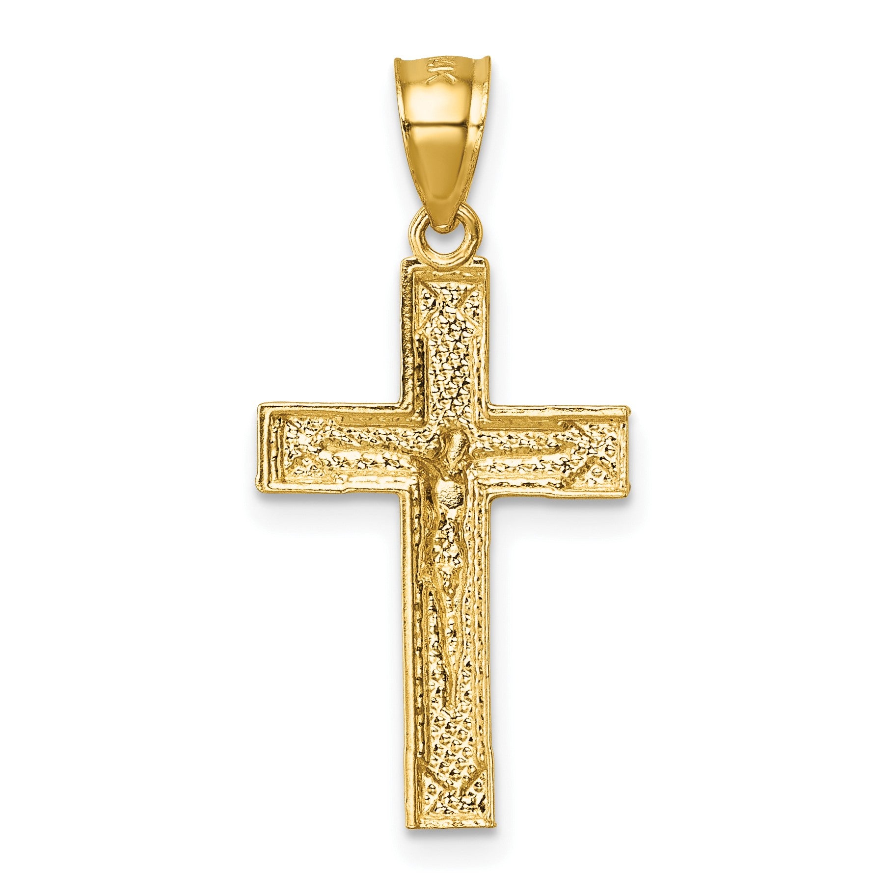 14k Polished Textured Crucifix Pendant