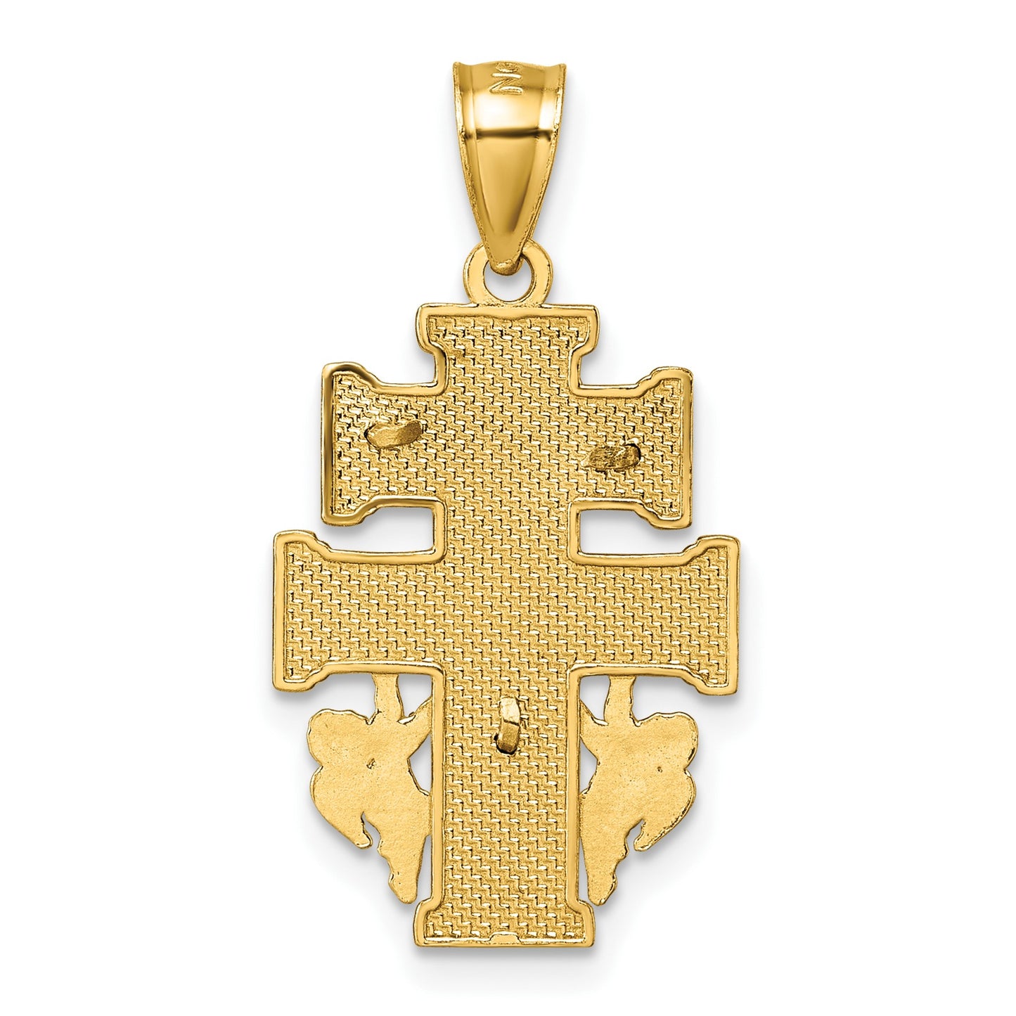 14k Polished and Textured Cara Vaca Crucifix Pendant
