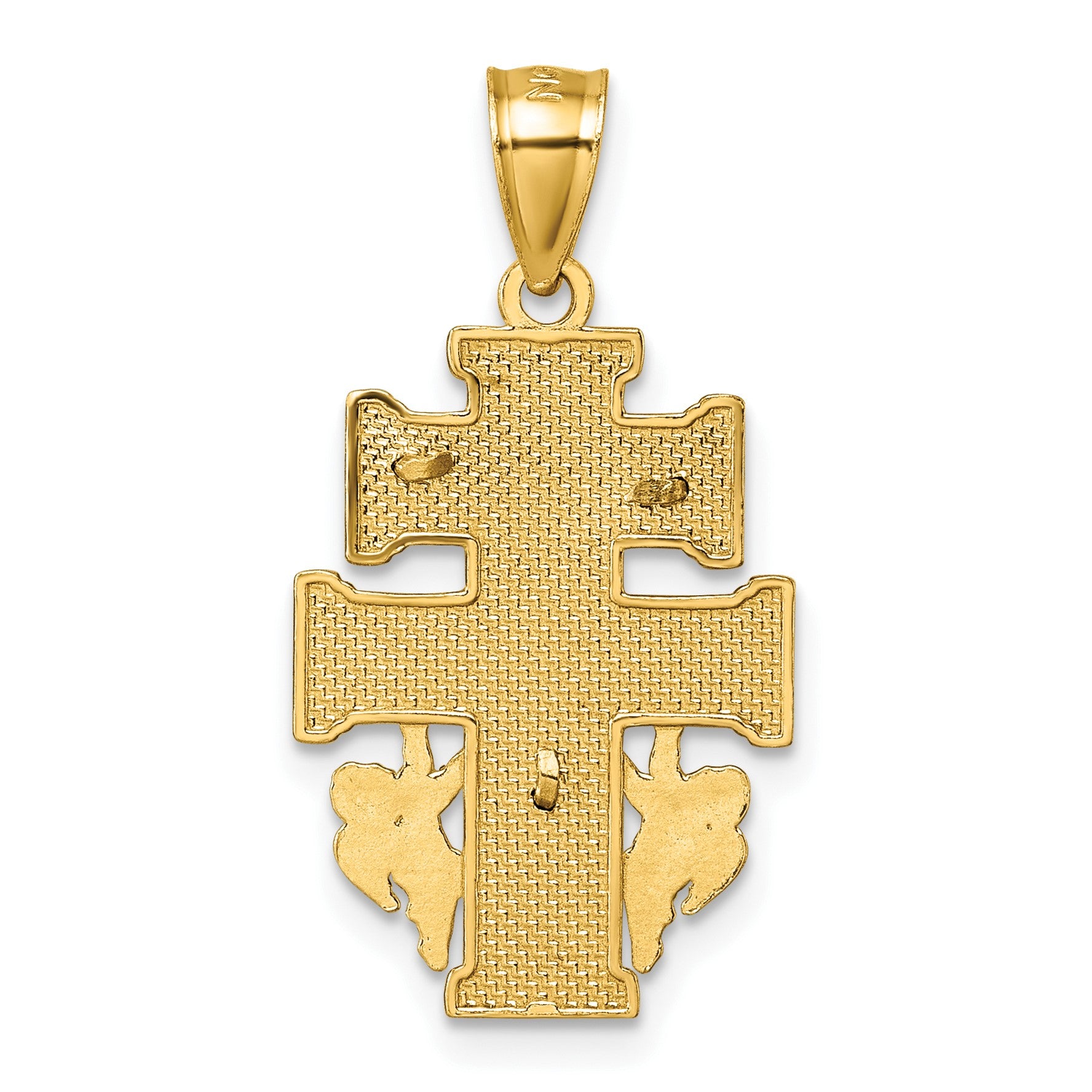 14k Polished and Textured Cara Vaca Crucifix Pendant
