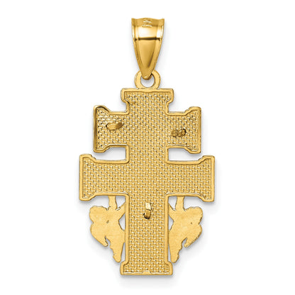14k Polished and Textured Cara Vaca Crucifix Pendant