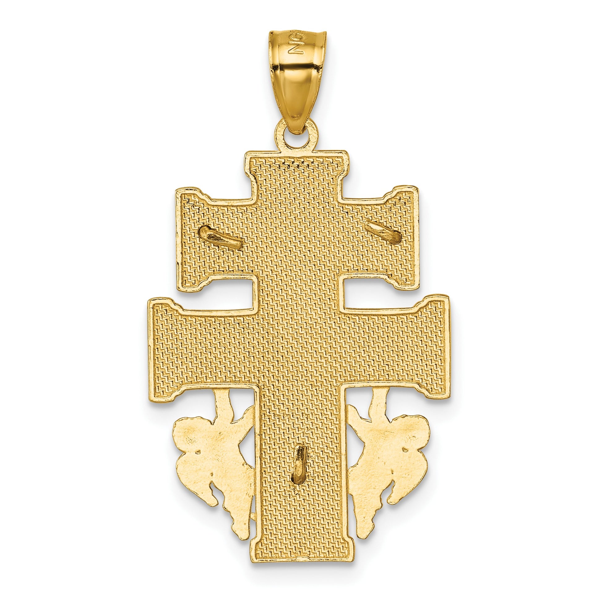 14k Polished and Textured Cara Vaca Crucifix Pendant