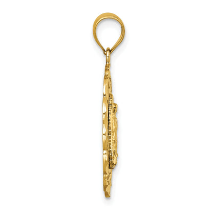 14k Polished Diamond-cut Spanish Ntra. Sra. De Guadalupe Oval Pendant