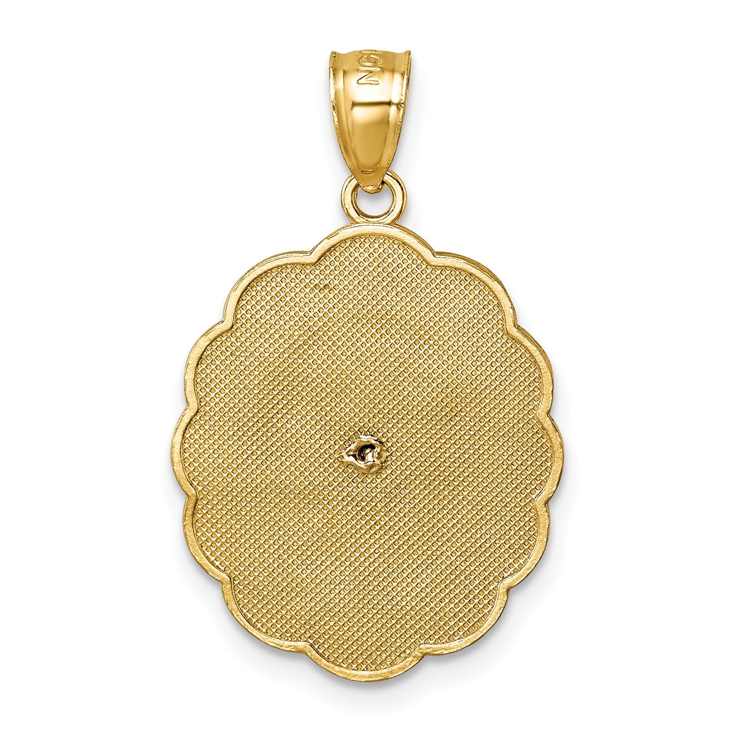14k Polished Diamond-cut Spanish Ntra. Sra. De Guadalupe Oval Pendant