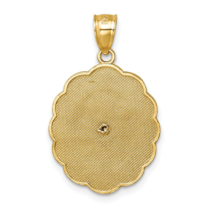 14k Polished Diamond-cut Spanish Ntra. Sra. De Guadalupe Oval Pendant