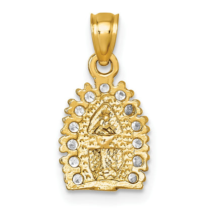 14k Polished CZ Our Lady of Guadalupe Charm Pendant