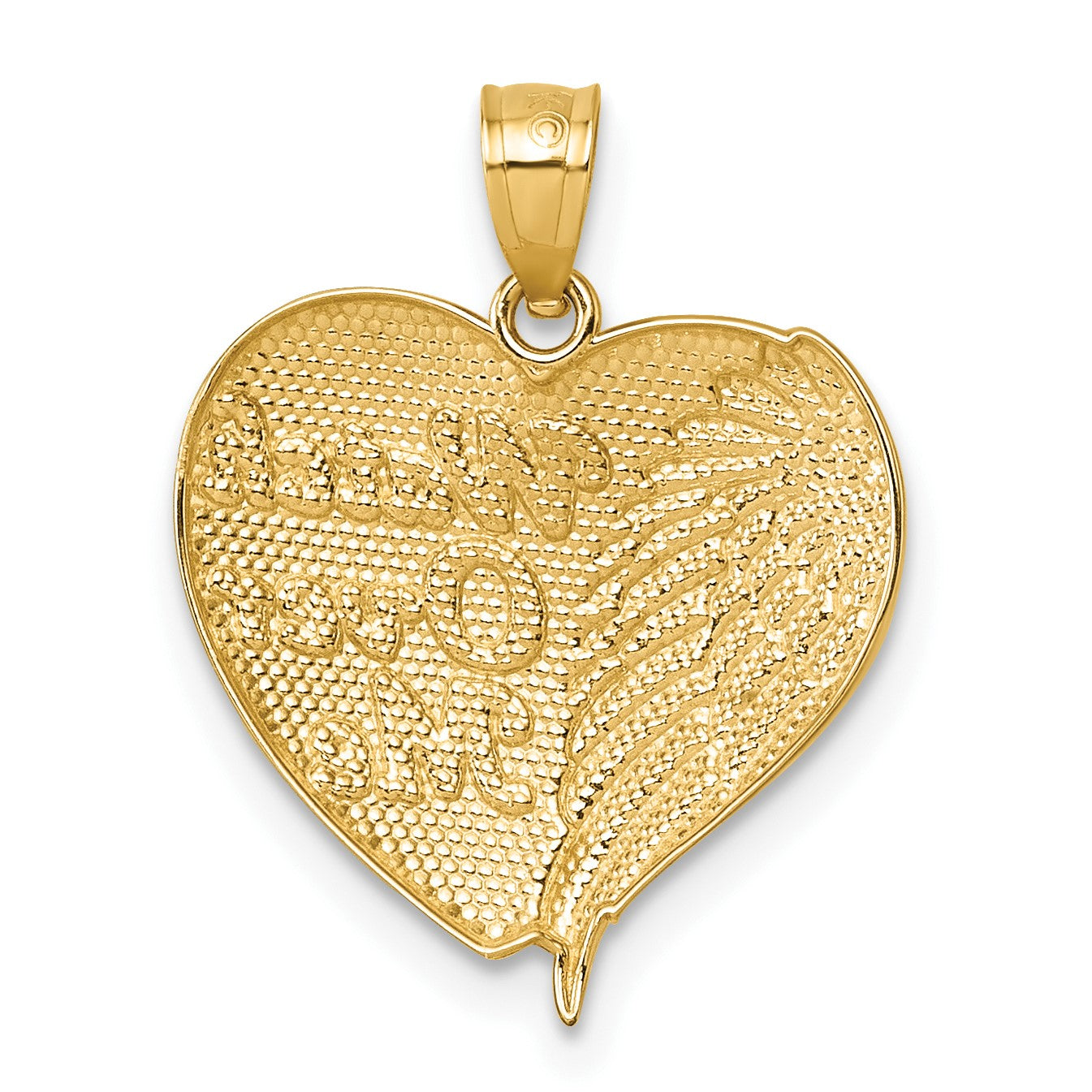 14k and White Rhodium Diamond-cut Heart With Wing WATCH OVER ME Pendant