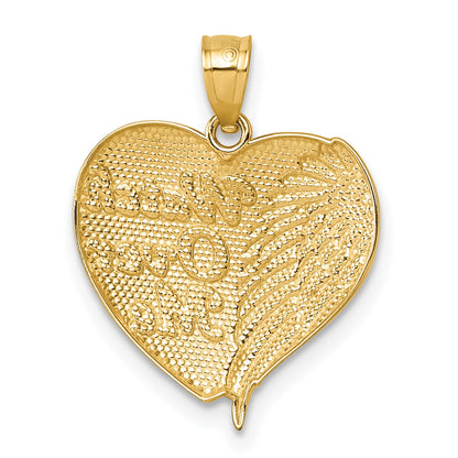 14k and White Rhodium Diamond-cut Heart With Wing WATCH OVER ME Pendant