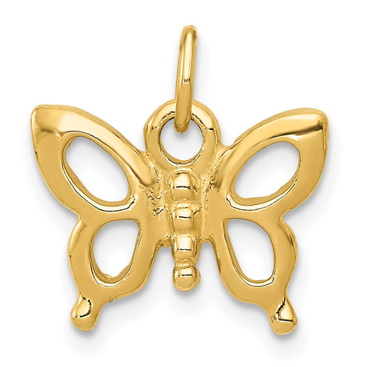 14k Solid Polished Butterfly Charm