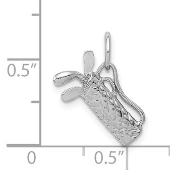 14k White Gold Solid Polished 3-D Golf Bag with Clubs Charm