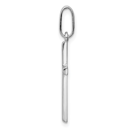 14k White Gold Hollow Cross Pendant