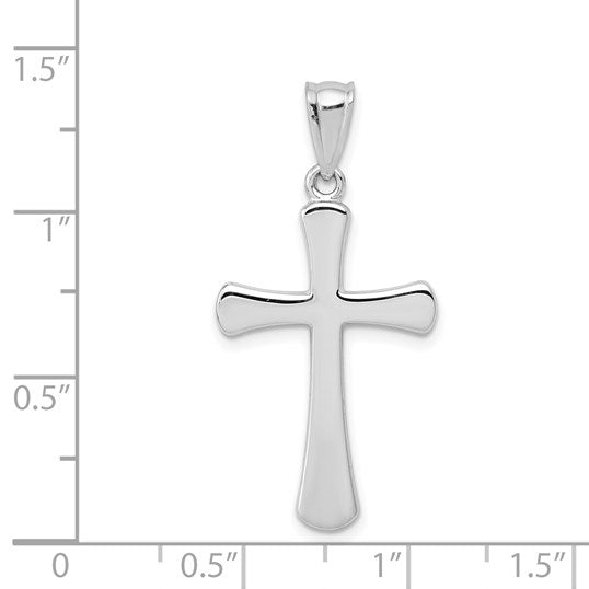 14k White Gold Hollow Cross Pendant