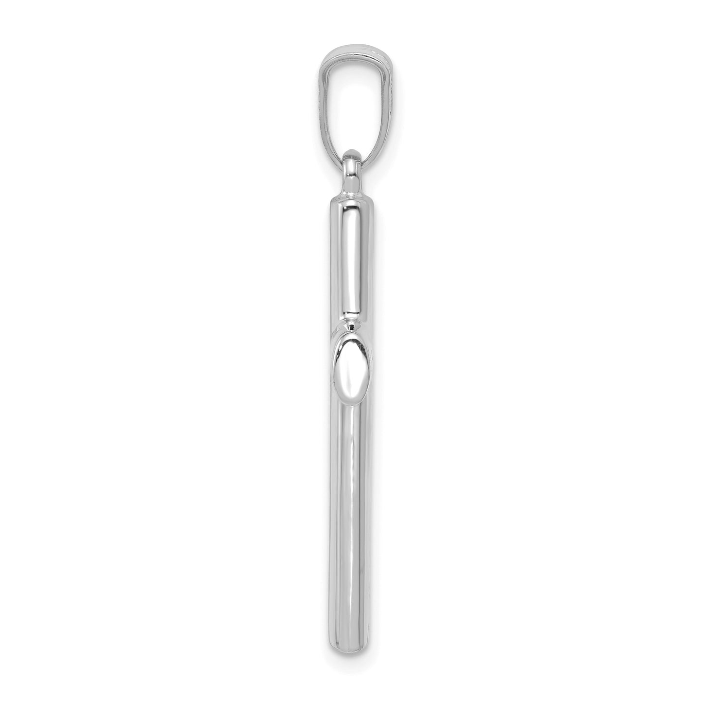 14k White Gold Hollow Cross Pendant