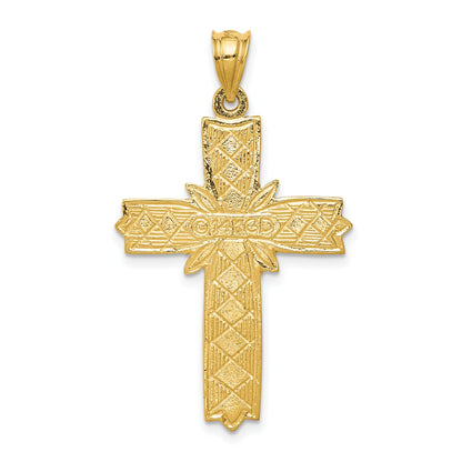 14k Black Enameled Latin Cross Pendant