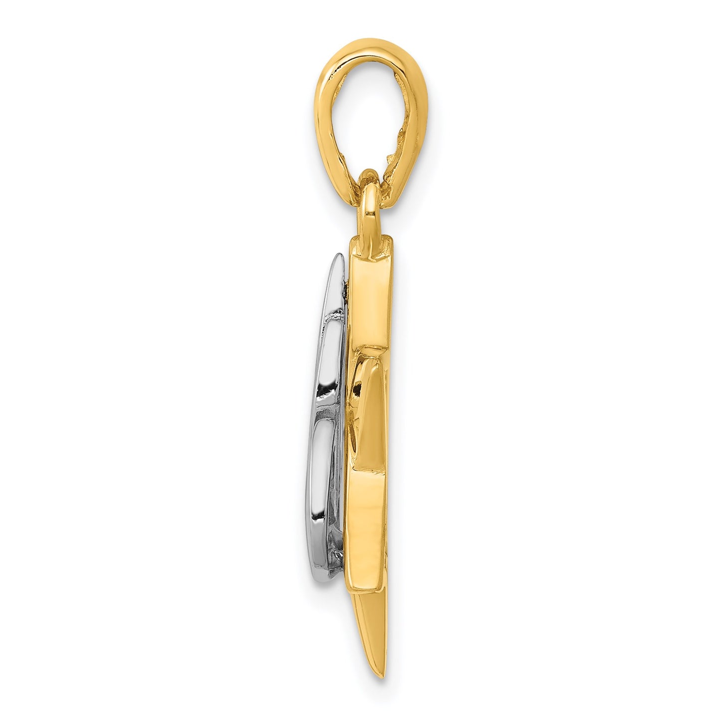 14k Two-tone Star of David with Shin Symbol Pendant